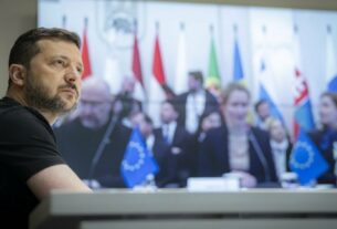 Виступ Володимира Зеленського під час зустрічі міністрів закордонних справ ЄС